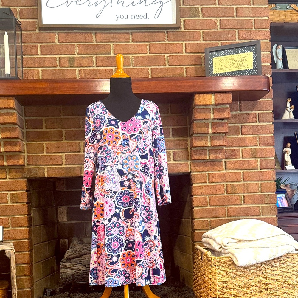 New Directions Multicolor Patterned Dress